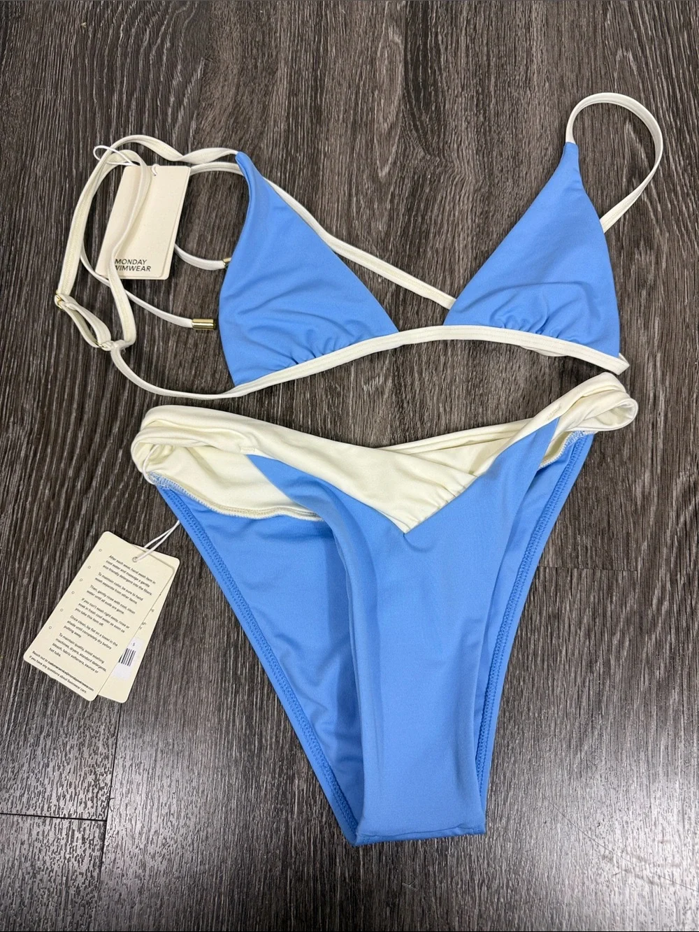 Monday Swimwear Bikini BARBADOS TOP - AZURE/IVORY and MARSEILLE BOTTOM